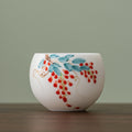 Hand-Painted Chinese Master Tea Cup – “Persimmon Fortune” & “Wisteria” Designs, 150ml