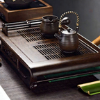乌木茶盘带杯托