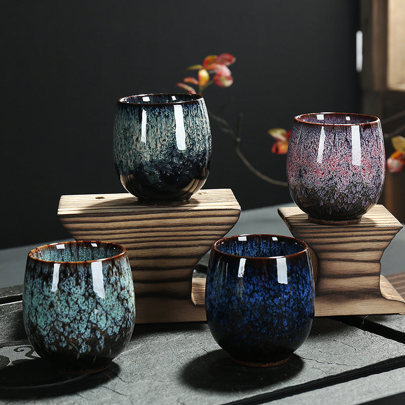 Kiln-Changed Ceramic Gongfu Tea Cups – High-Footed Master Cup