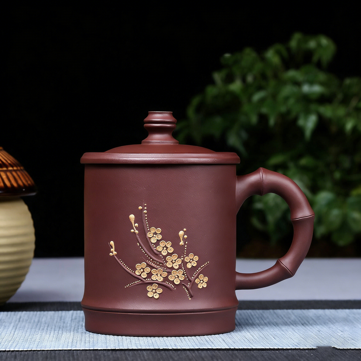 Yixing Purple Clay Plum Bamboo Tea Cup