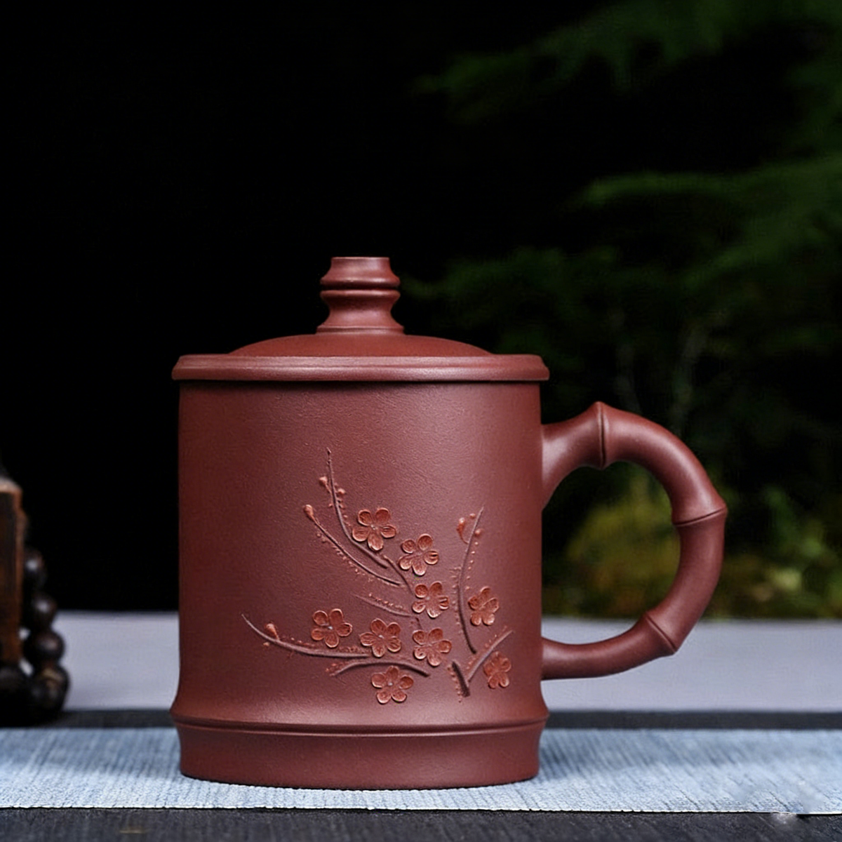 Yixing Purple Clay Plum Bamboo Tea Cup