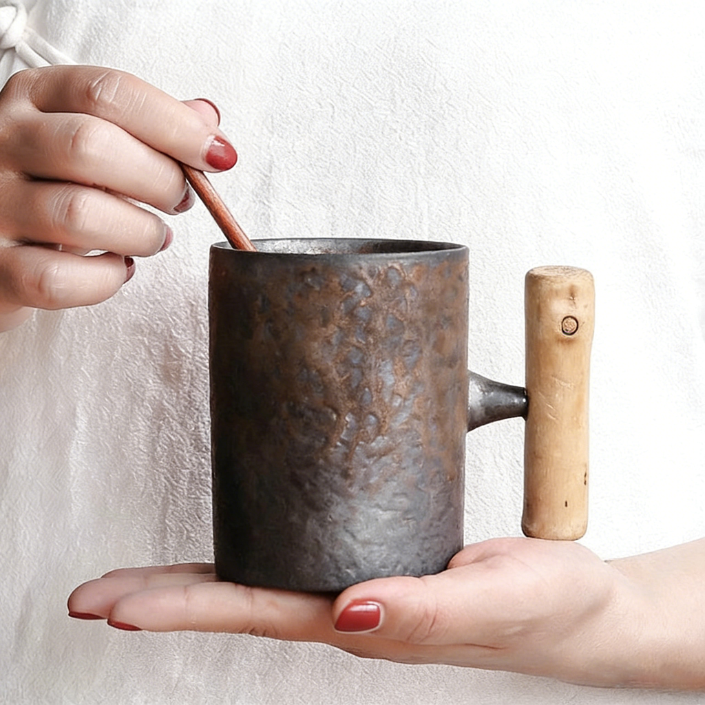 Iron Style Japanese Tea Cup With Handle