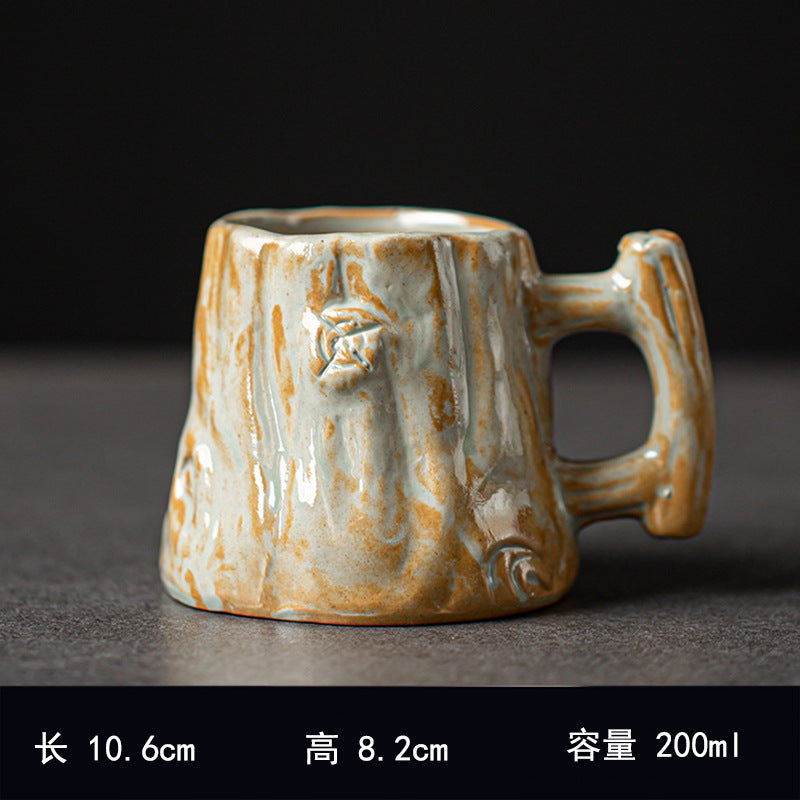 Hand-Pinched Ceramic Modern Tea Cup – Kiln-Changed Brown Glaze, 200ml, Rustic Style