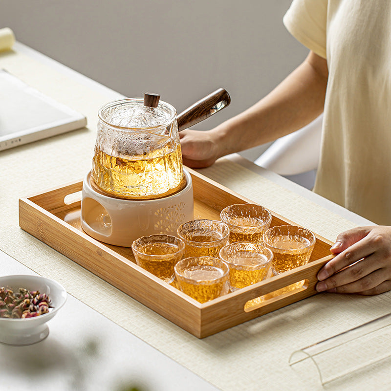 Japanese-style glass flower tea pot set