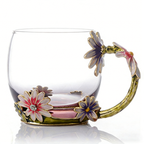 彩绘珐琅花朵玻璃茶杯