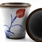 (Set of Two) Hand Painted Lotus Japanese Tea Cup