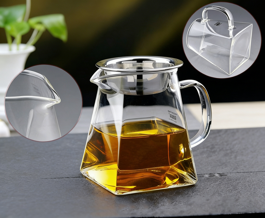 加厚带滤网玻璃公道杯