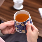 中式海浪纹茶杯带滤网