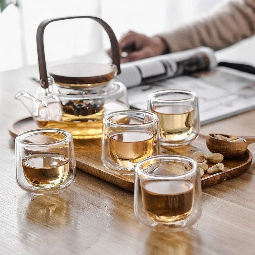 带托盘高硼硅玻璃茶具