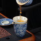 Ruyao Blue And White Flower Chinese Tea Set