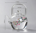 Magpie And Peach Blossom Glass Teapot