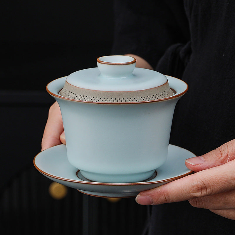 Self-Filtering Gaiwan – Ru Ware Style, 360° Spout, Heat-Resistant, 170ml