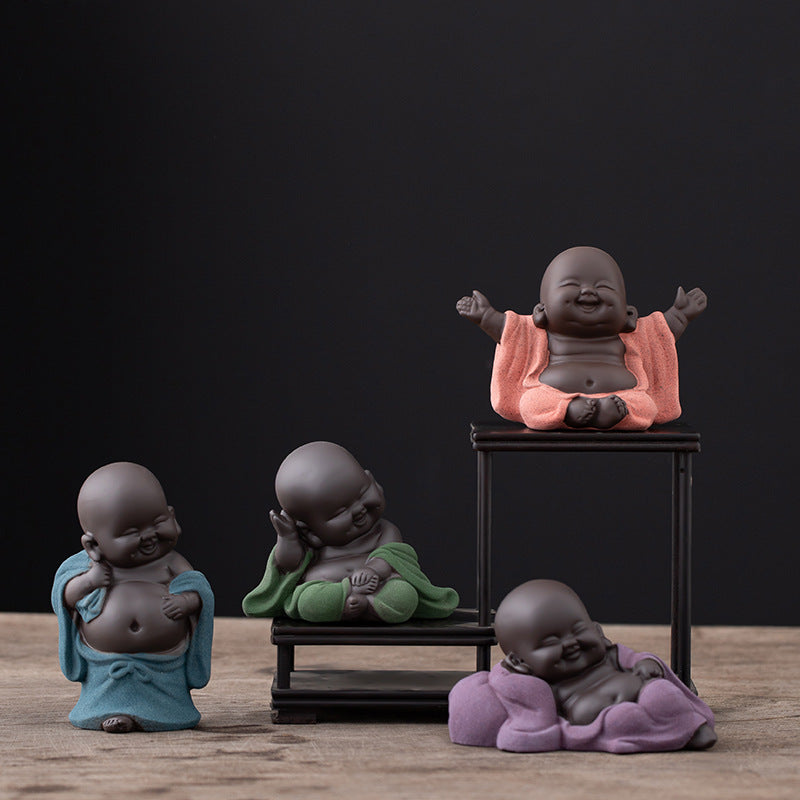 Purple Clay Maitreya Tea Pet – Handcrafted Laughing Buddha Figurine for Tea Ceremony