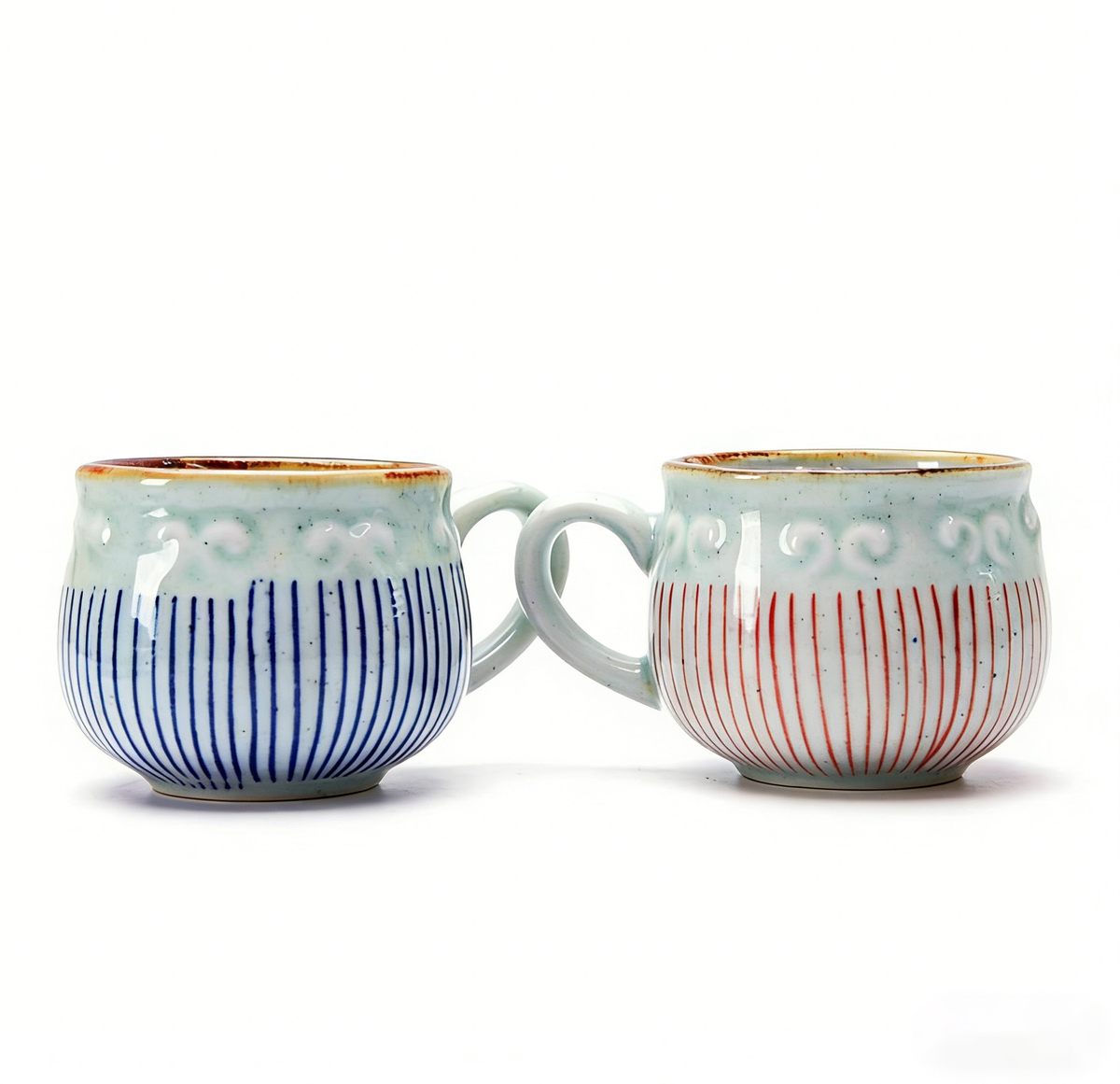 (Set of Two) Japanese Tea Cup With Handle And Saucer
