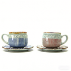 (Set of Two) Japanese Tea Cup With Handle And Saucer