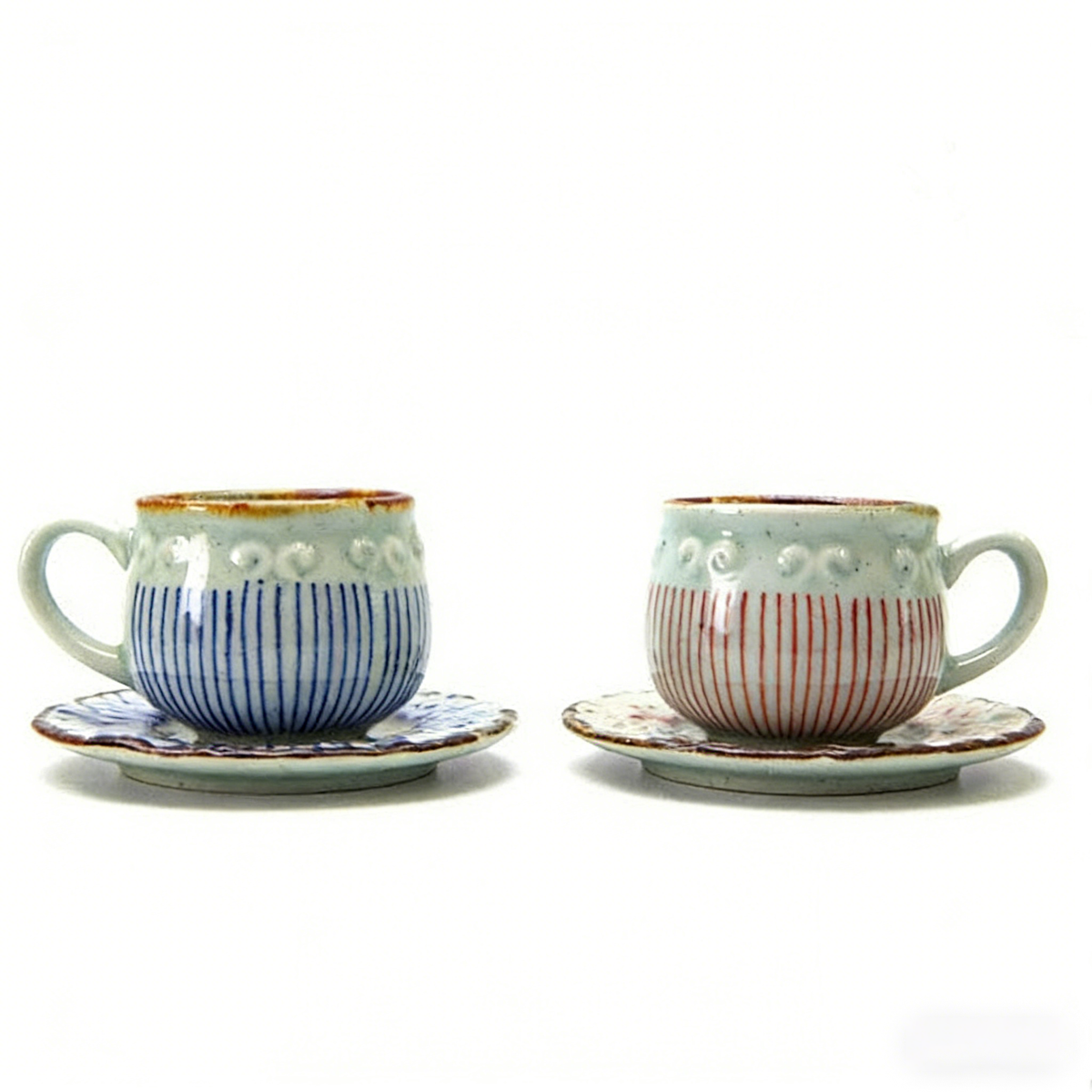 (Set of Two) Japanese Tea Cup With Handle And Saucer