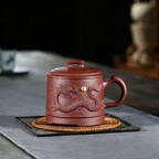 宜兴紫砂雕龙茶杯