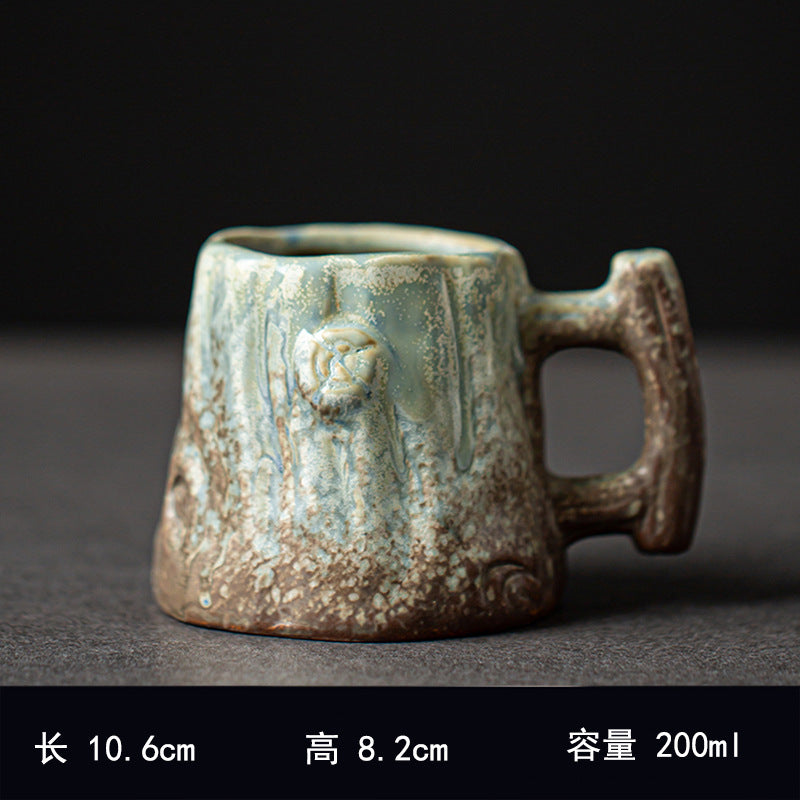 Hand-Pinched Ceramic Modern Tea Cup – Kiln-Changed Brown Glaze, 200ml, Rustic Style