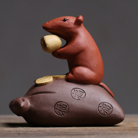 Purple Clay Mouse & Treasure Tea Pet