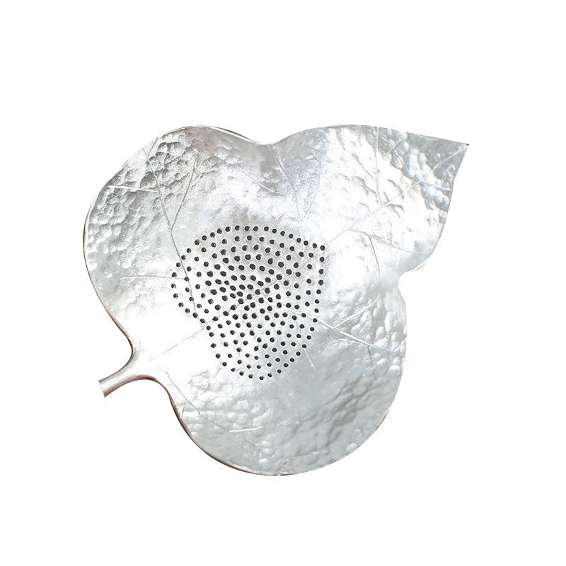 Leaf Tin Tea Strainer With Holder