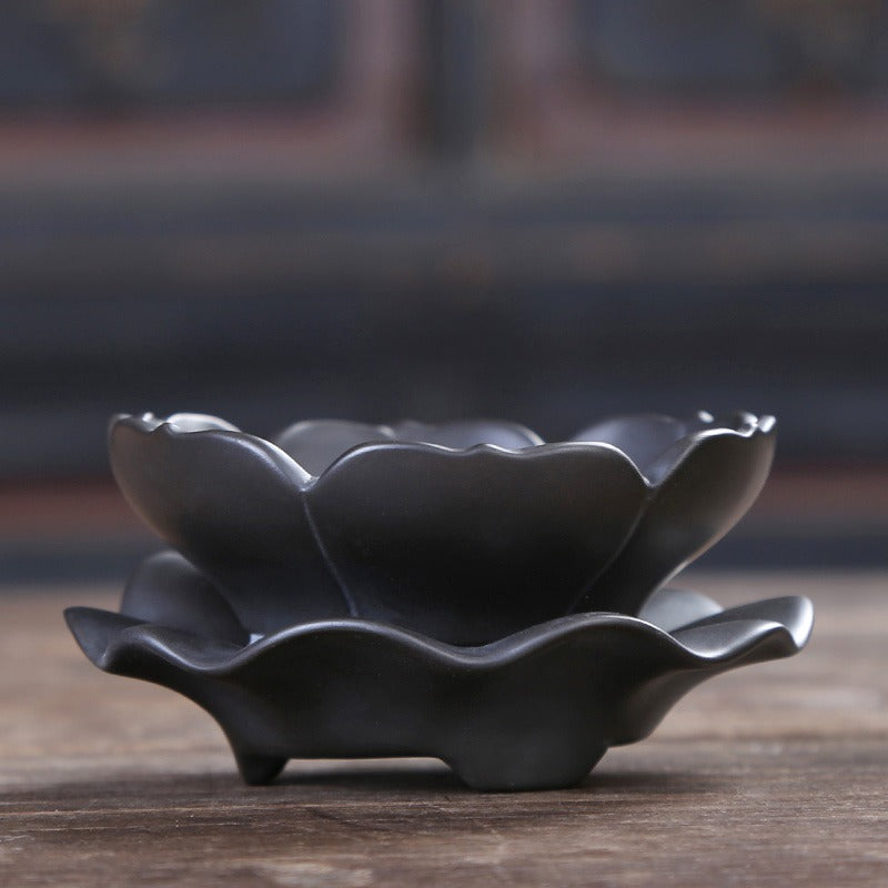 黑陶莲花茶漏
