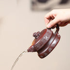 Yixing Purple Clay Lion Teapot