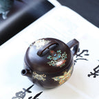 Yixing Purple Clay Enamel Butterfly Teapot