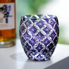 Edo Kiriko Sapphire Shippo Whisky Glass Tea Cup