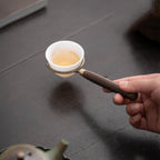 Ebony Tea Utensils Set With Bronze Glaze Ceramic Holder