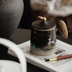Moon Night Deer Chinese Tea Cup With Infuser