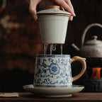 Blue And White Ruyao Twig Flowers Tea Cup