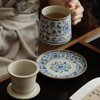 Blue And White Ruyao Twig Flowers Tea Cup