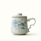 Chinese Ruyao Landscape Tea Cup With Infuser