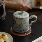 Chinese Ruyao Landscape Tea Cup With Infuser