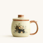 中国汝窑熊猫茶杯带茶滤