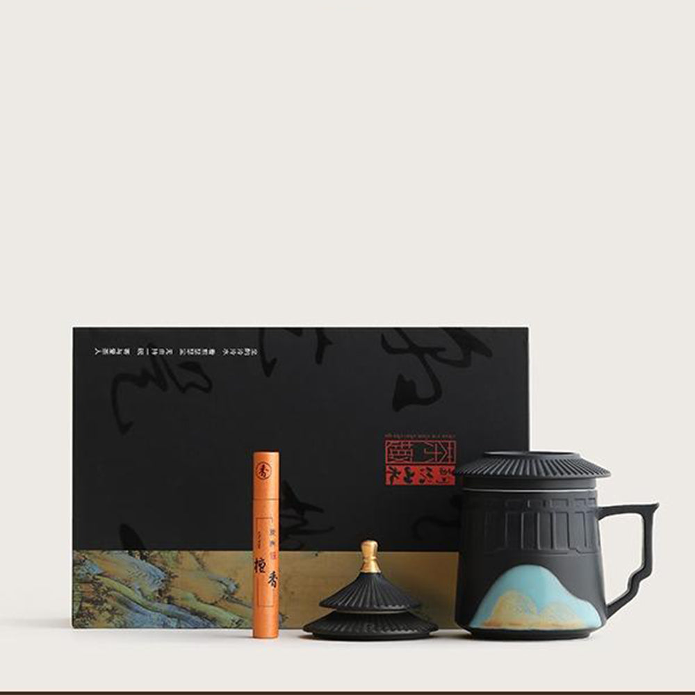 中式宫廷山水陶瓷茶杯