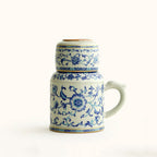 Blue And White Ruyao Twig Flowers Tea Cup Set