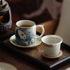 中国汝窑熊猫竹子茶杯