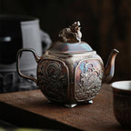 中国神话瑞兽银茶壶