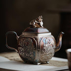 中国神话瑞兽银茶壶