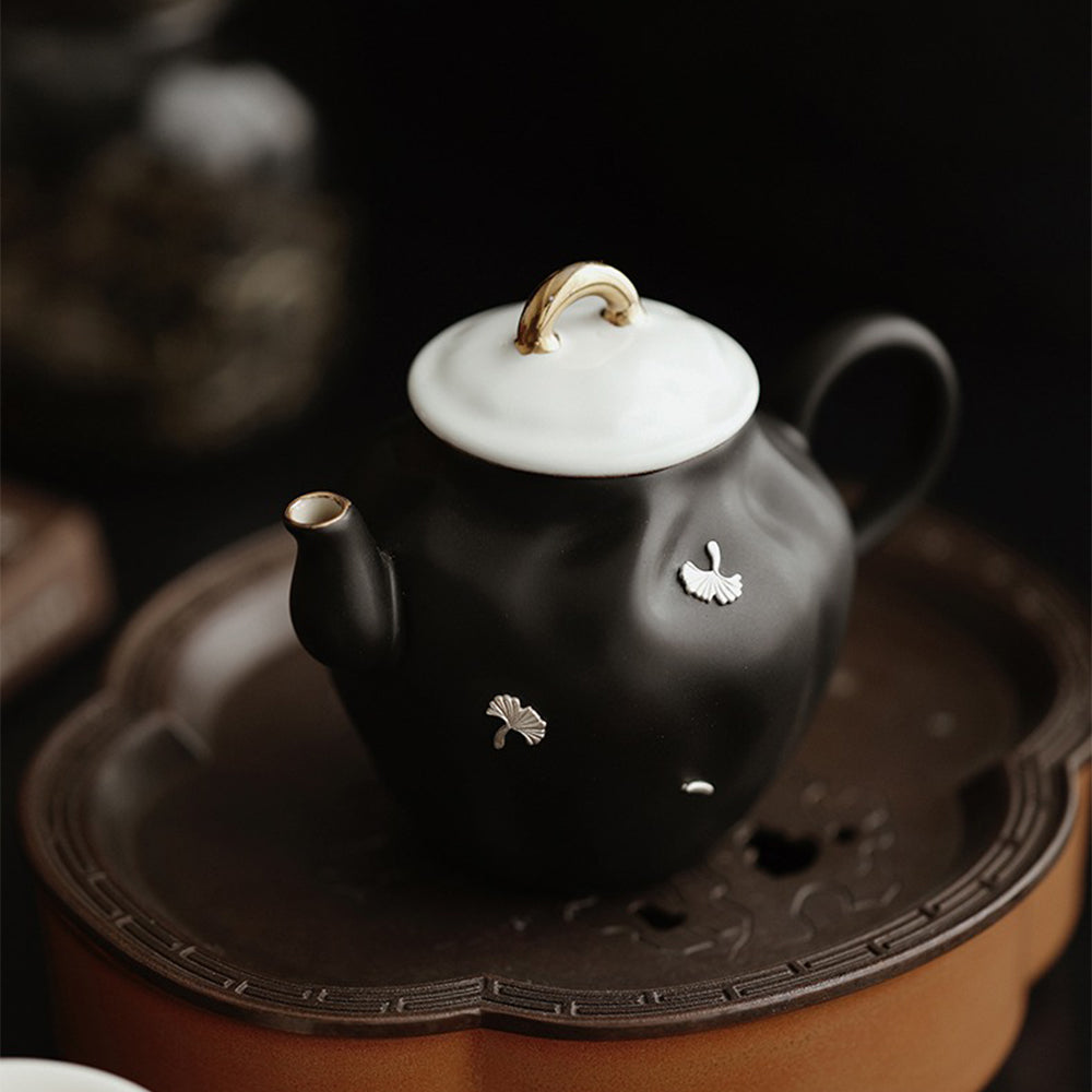 Irregular Black Ceramic Chinese Teapot