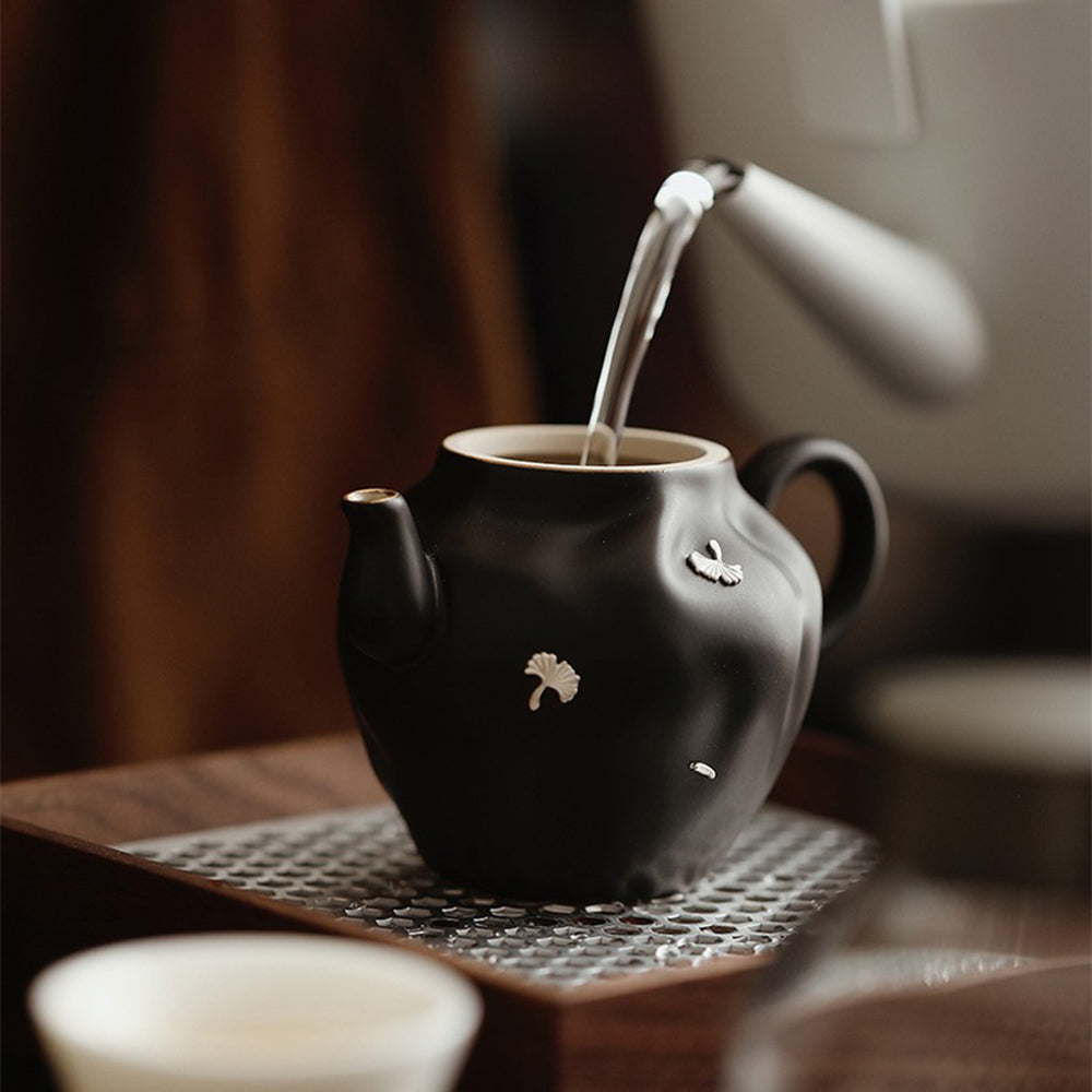 Irregular Black Ceramic Chinese Teapot