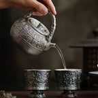 中式仿古镀银陶瓷茶壶