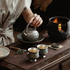 中式仿古镀银陶瓷茶壶