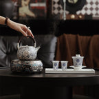 Silver-Gilt Blue And White Porcelain Chinese Teapot