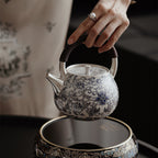 Silver-Gilt Blue And White Porcelain Chinese Teapot