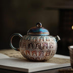 Colorful Silver-Plated Ceramic Buddhas Teapot