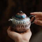 Colorful Silver-Plated Ceramic Buddhas Teapot