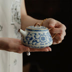 Chinese Blue And White Ruyao Shi Piao Teapot