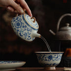 Chinese Blue And White Ruyao Shi Piao Teapot